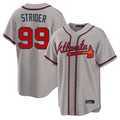 A.Braves #99 Spencer Strider Player Gray Home Game Edoa Stitched Jerseys