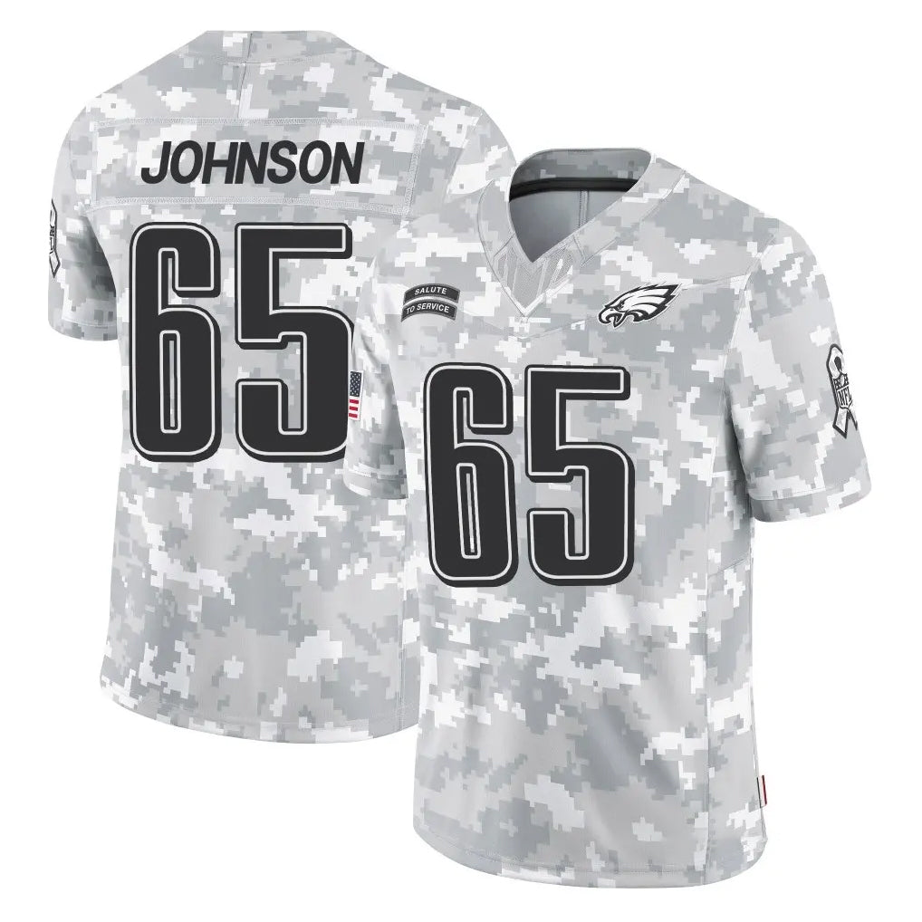 P.Eagles #65 Lane Johnson Player Arctic Camo Salute to Service Limited Game Edoa Stitched Jerseys