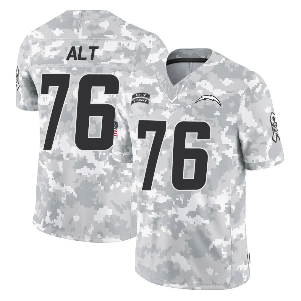 LA.Chargers #76 Joe Alt Player Arctic Camo Salute To Service Limited Game Edoa Stitched Jerseys