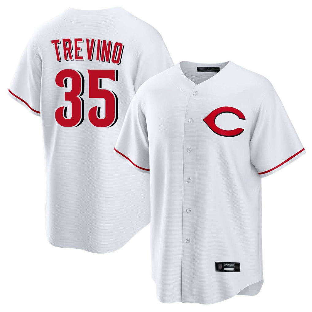 C.Reds #35 Jose Trevino Player White Home Game Edoa Stitched Jerseys