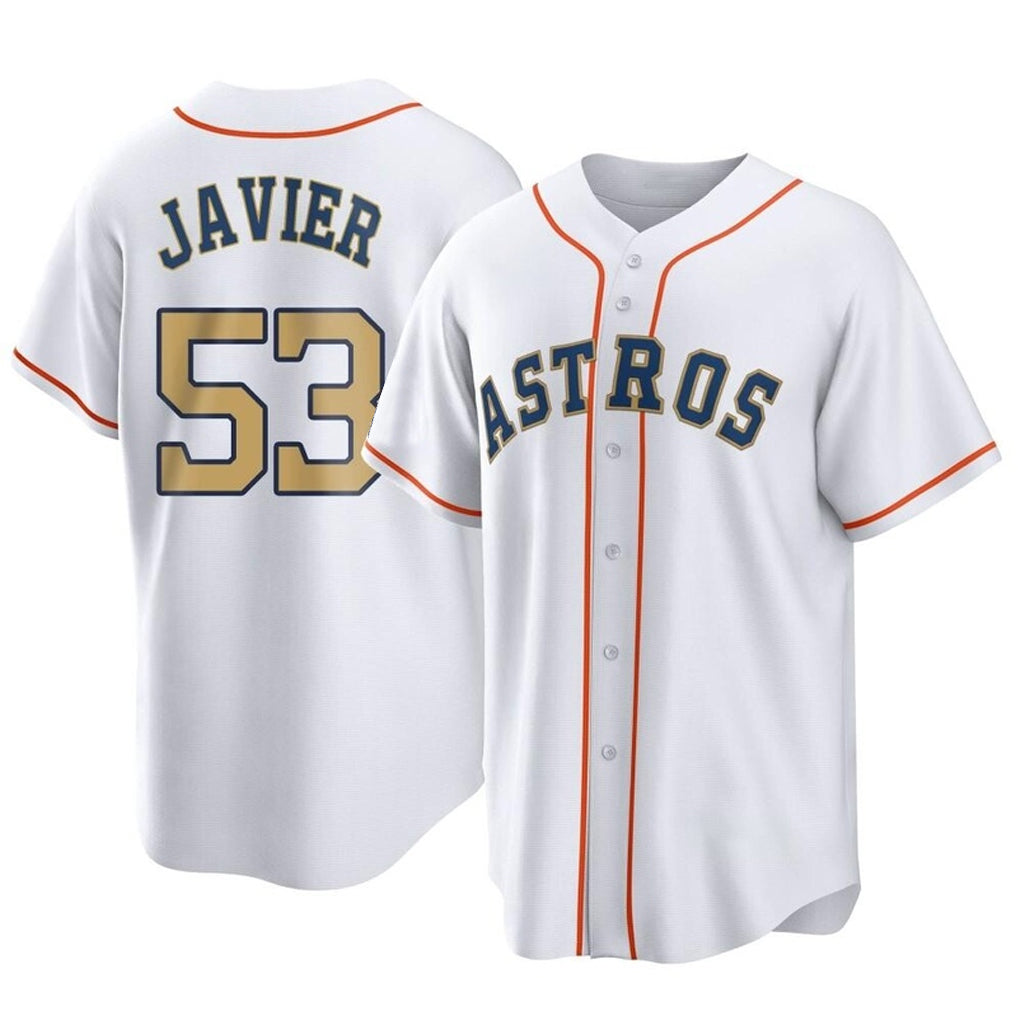 H.Astros #53 Cristian Javier Player Gold Collection Game Home Edoa Stitched Jerseys