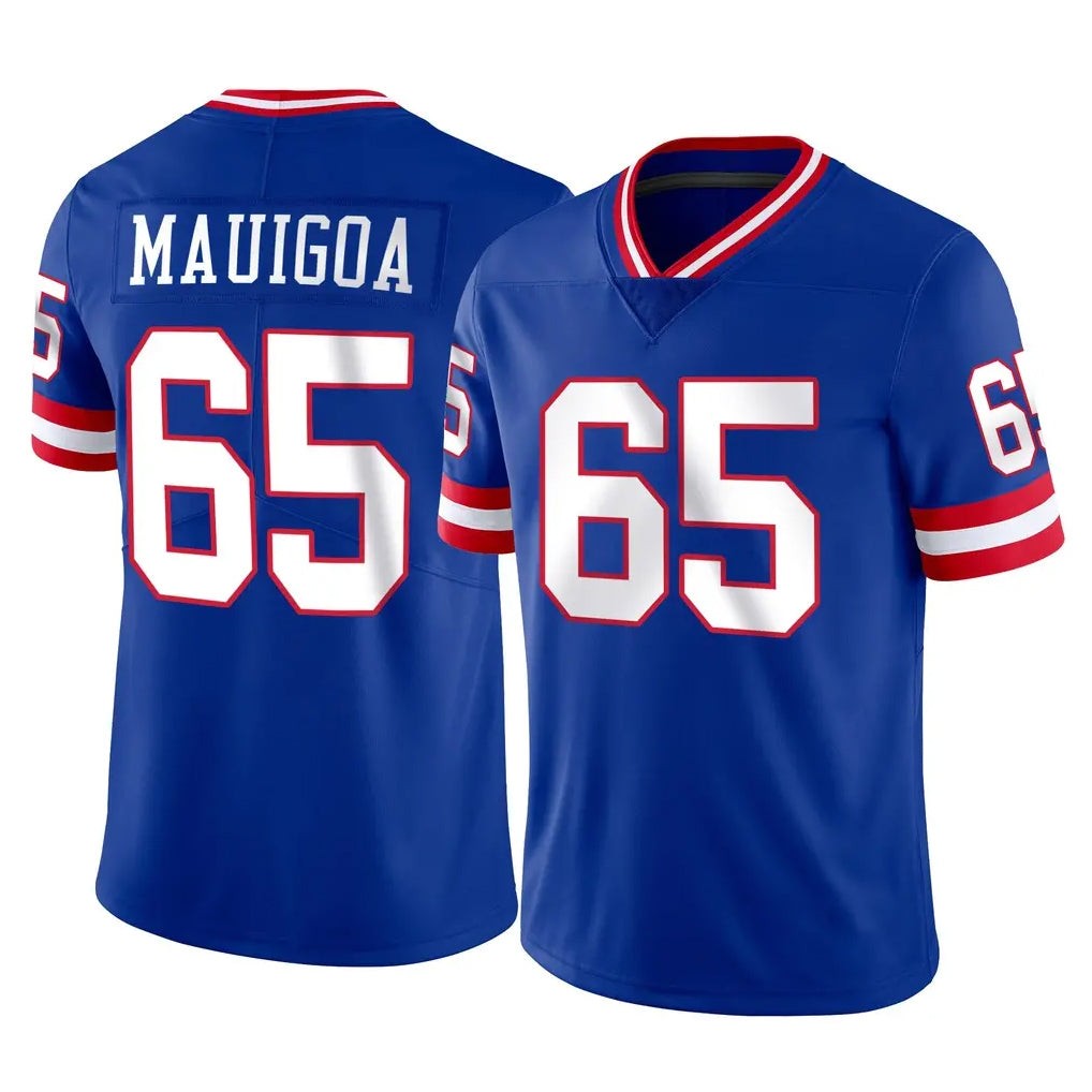 NY.Giants #65 Francis Mauigoa Player Royal Classic Vapor Home Game Edoa Stitched Jerseys