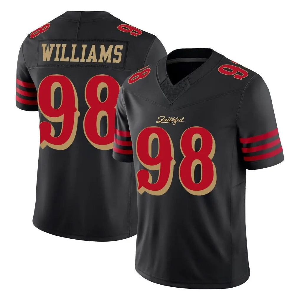 SF.49ers #98 Mykel Williams Player Black Limited Rivalries Collection Home Game Edoa Stitched Jerseys