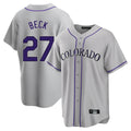 C.Rockies #27 Jordan Beck Player Gray Game Home Edoa Stitched Jerseys