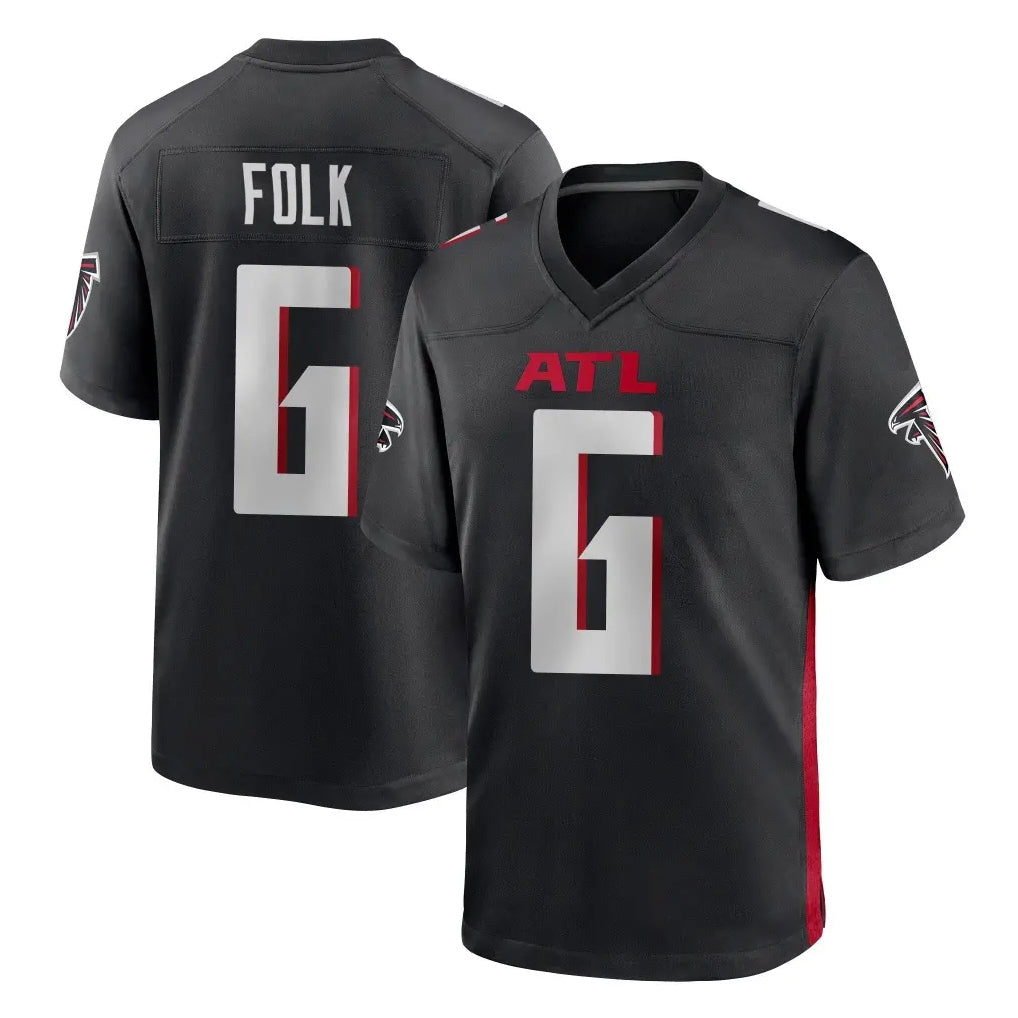 A.Falcons #6 Nick Folk Player Black Home Game Edoa Stitched Jerseys