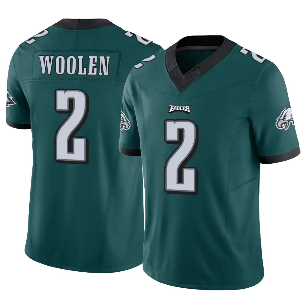 P.Eagles #2 Riq Woolen Player Team Color Green Limited Vapor F.U.S.E. Home Game Edoa Stitched Jerseys