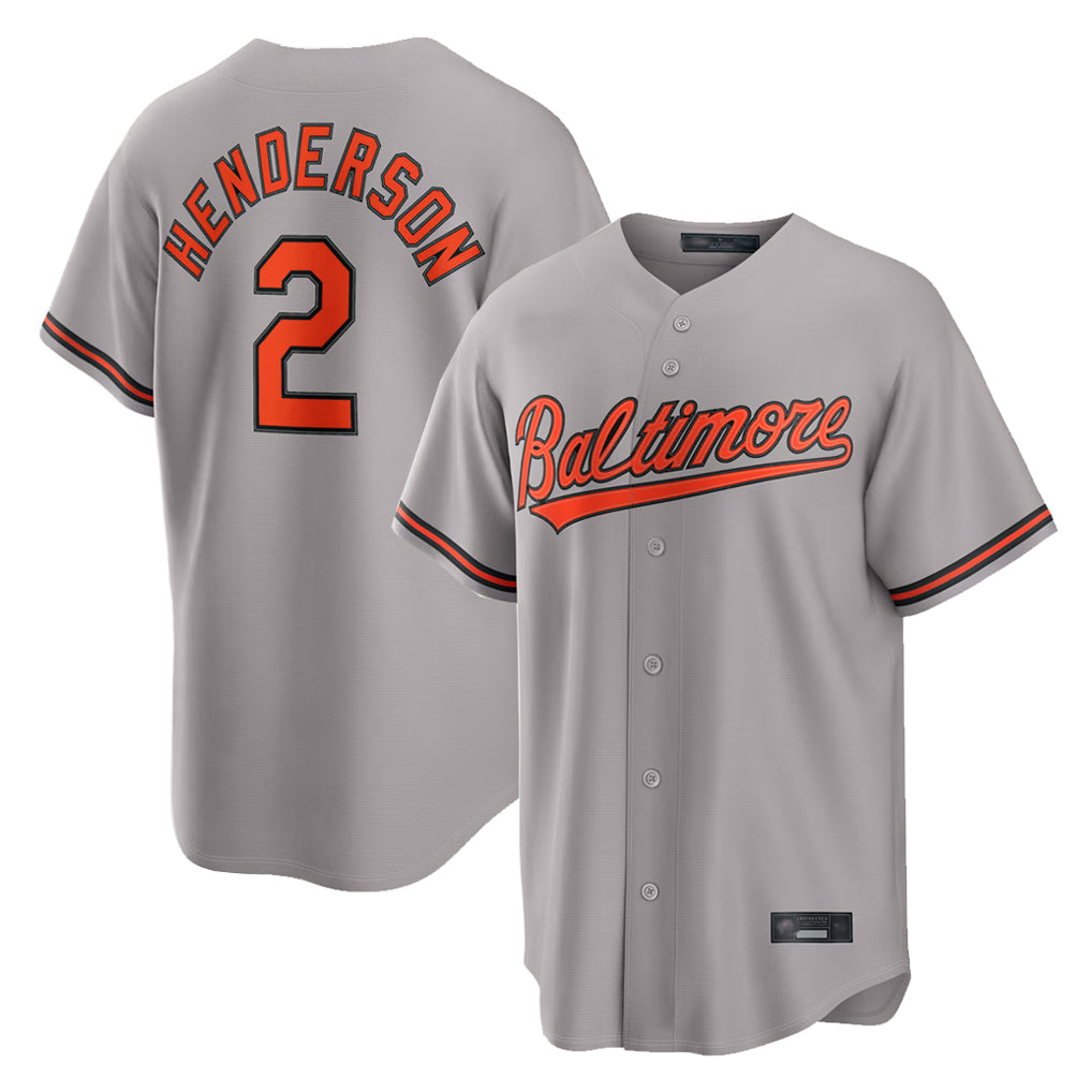B.Orioles #2 Gunnar Henderson Player Gray Home Game Edoa Stitched Jerseys