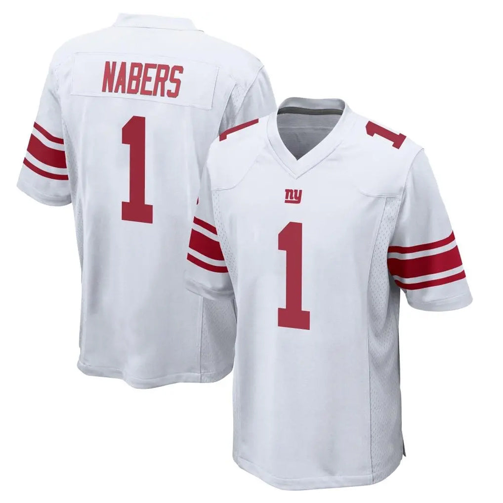 NY.Giants #1 Malik Nabers Player White Home Game Edoa Stitched Jerseys