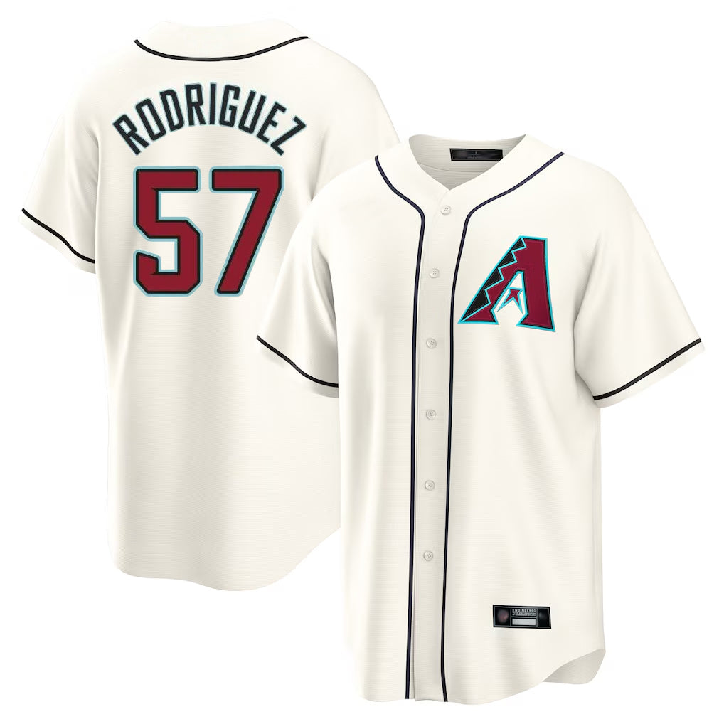 A.Diamondbacks #57 Eduardo Rodriguez Player Cream Home Game Edoa Stitched Jerseys
