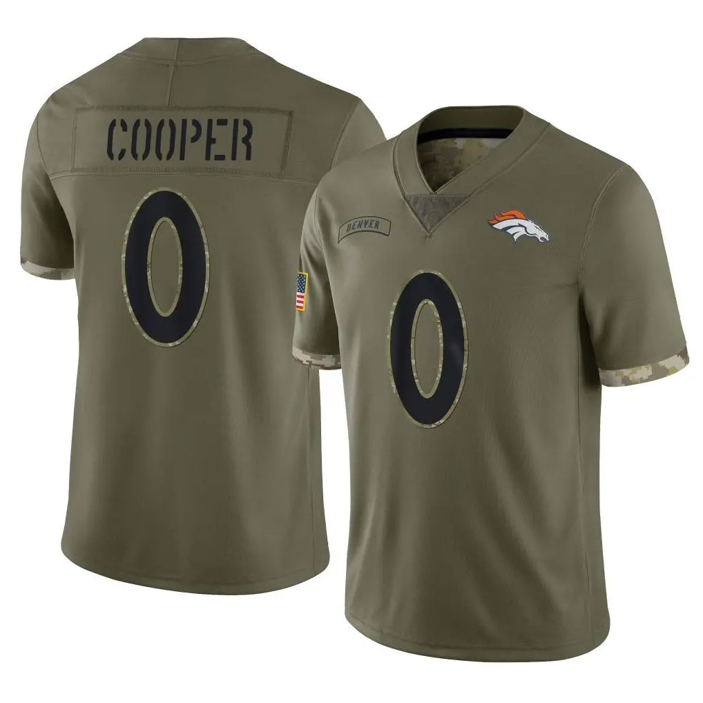 D.Broncos #0 Jonathon Cooper Player Olive Salute To Service Limited Edoa Stitched Jerseys