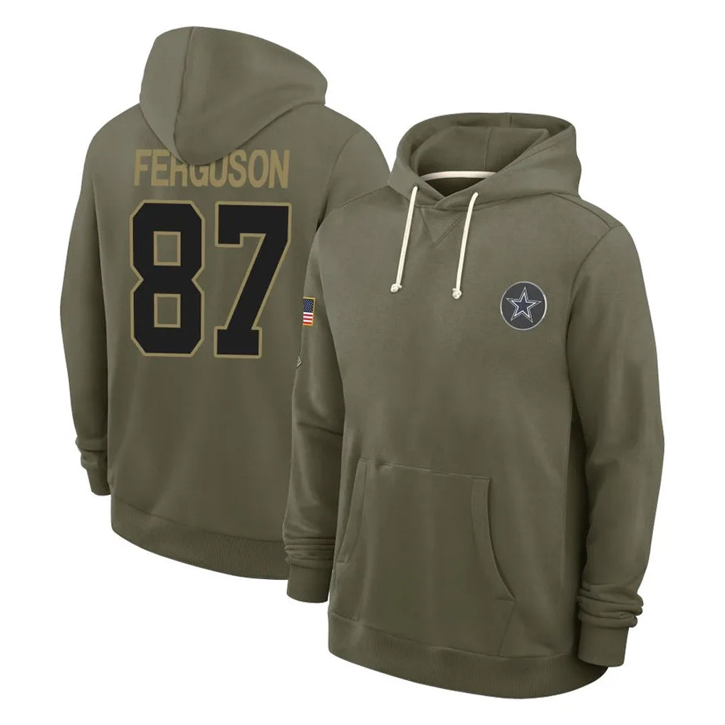 D.Cowboys #87 Jake Ferguson Player Olive Salute to Service Pullover Hoodies Limited Edoa Stitched Jerseys