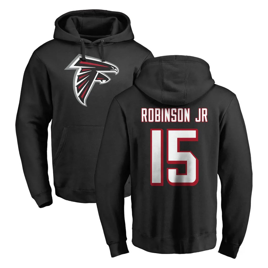 A.Falcons #15 Brian Robinson Player Black LOGO Pullover Hoodies Home Game Edoa Stitched Jerseys