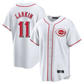 C.Reds #11 Barry Larkin Player White Game Home Edoa Stitched Jerseys