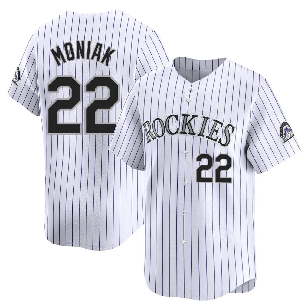 C.Rockies #22 Mickey Moniak Player White Limited Home Edoa Stitched Jerseys