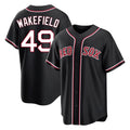 B.Red Sox #49 Tim Wakefield Player Black Out Home Game Edoa Stitched Jerseys