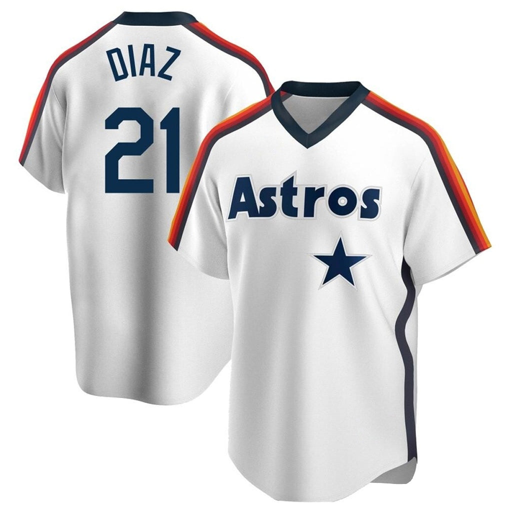 H.Astros #21 Yainer Diaz Player White Cooperstown Collection T-shirt Edoa Stitched Jerseys