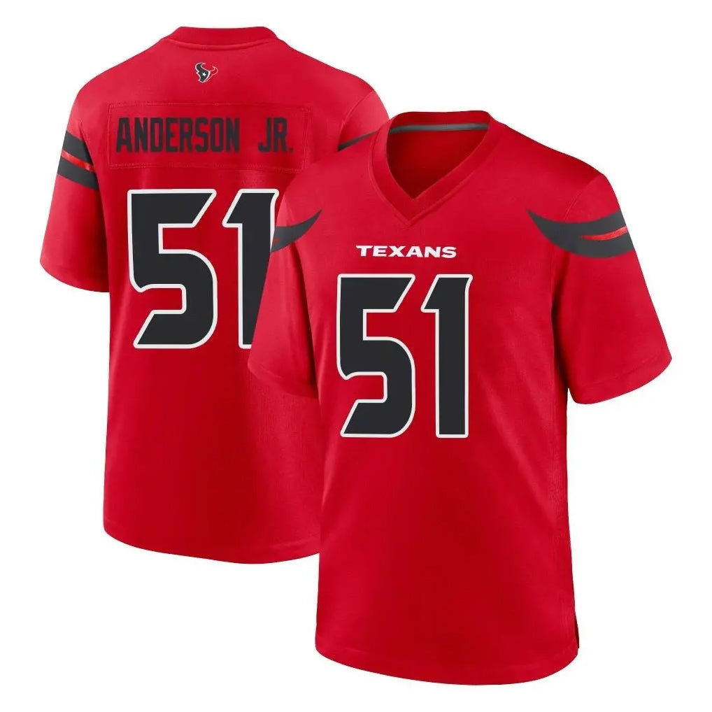 H.Texans #51 Will Anderson Jr. Player Red Alternate Home Game Edoa Stitched Jerseys