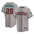 A.Diamondbacks #28 Nolan Arenado Player Gray Road Home Game Edoa Stitched Jerseys