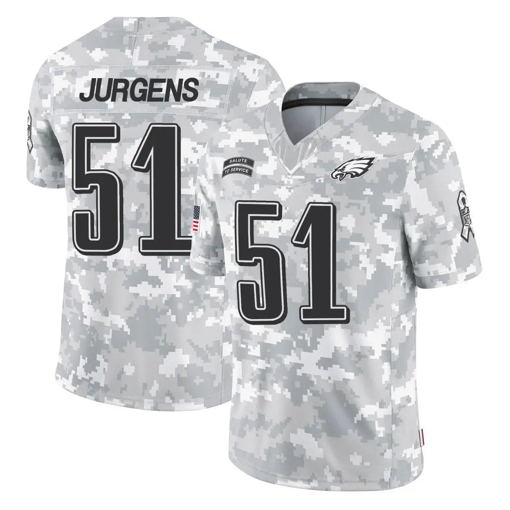 P.Eagles #51 Cam Jurgens Player Arctic Camo Salute to Service Limited Game Edoa Stitched Jerseys