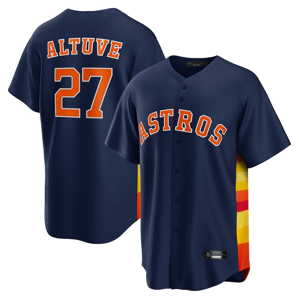 H.Astros #27 Jose Altuve Player Navy Home Game Edoa Stitched Jerseys