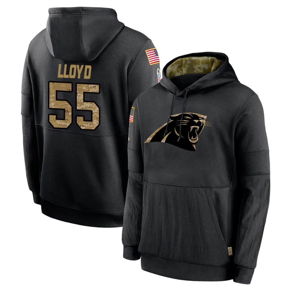 C.Panthers #55 Devin Lloyd Player Black Salute to Service Pullover Hoodies Limited Game Edoa Stitched Jerseys