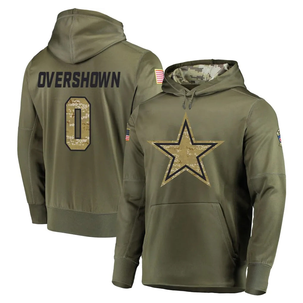 D.Cowboys #0 DeMarvion Overshown Player Olive Salute to Service Pullover Hoodies Home Game Edoa Stitched Jerseys
