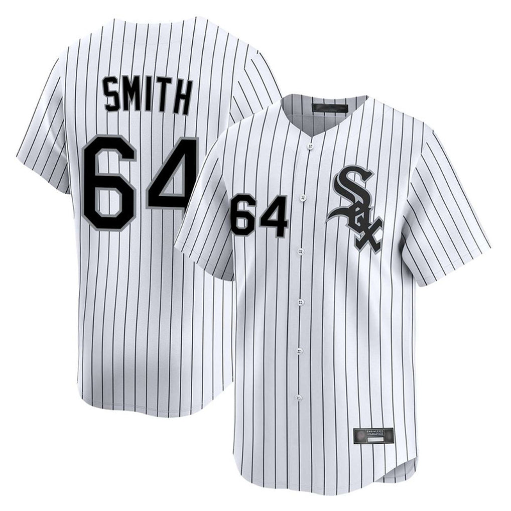 C.White Sox #64 Shane Smith Player White Stripe Limited Home Edoa Stitched Jerseys