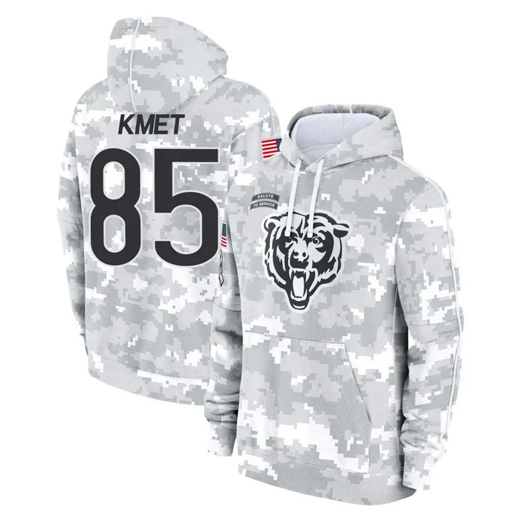 C.Bears #85 Cole Kmet Player Arctic Camo Salute to Service Pullover Hoodies Limited Edoa Stitched Jerseys