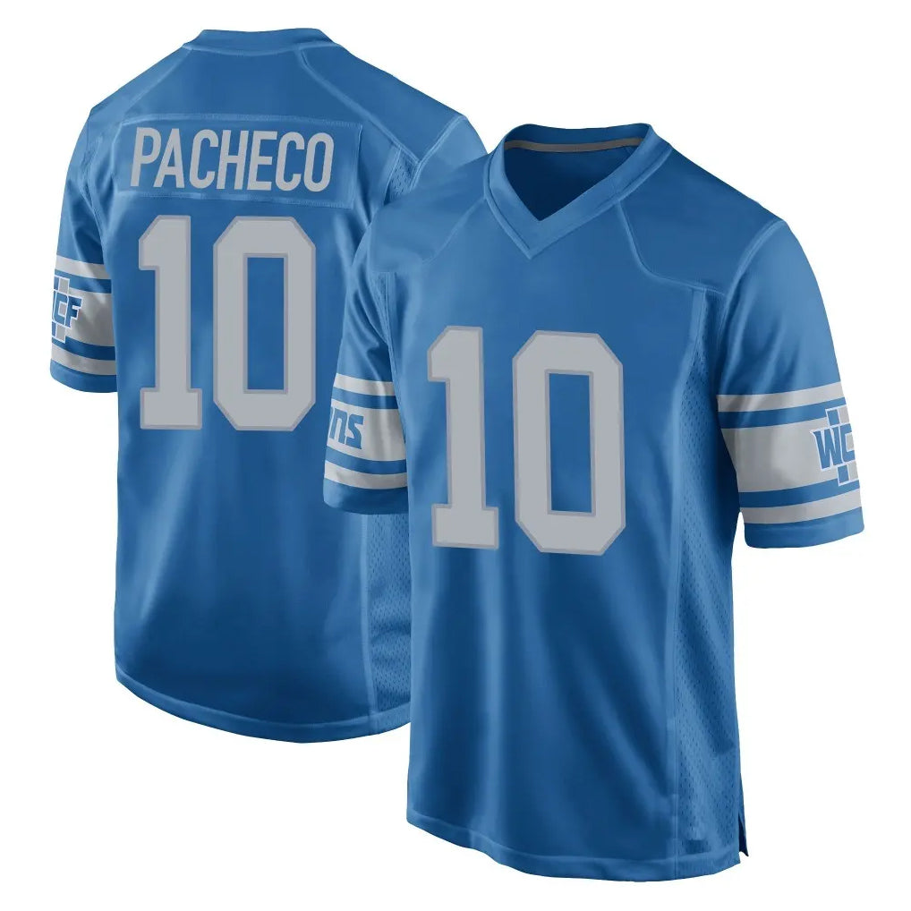 D.Lions #10 Isiah Pacheco Player Blue Vapor Untouchable Throwback Game Edoa Stitched Jerseys
