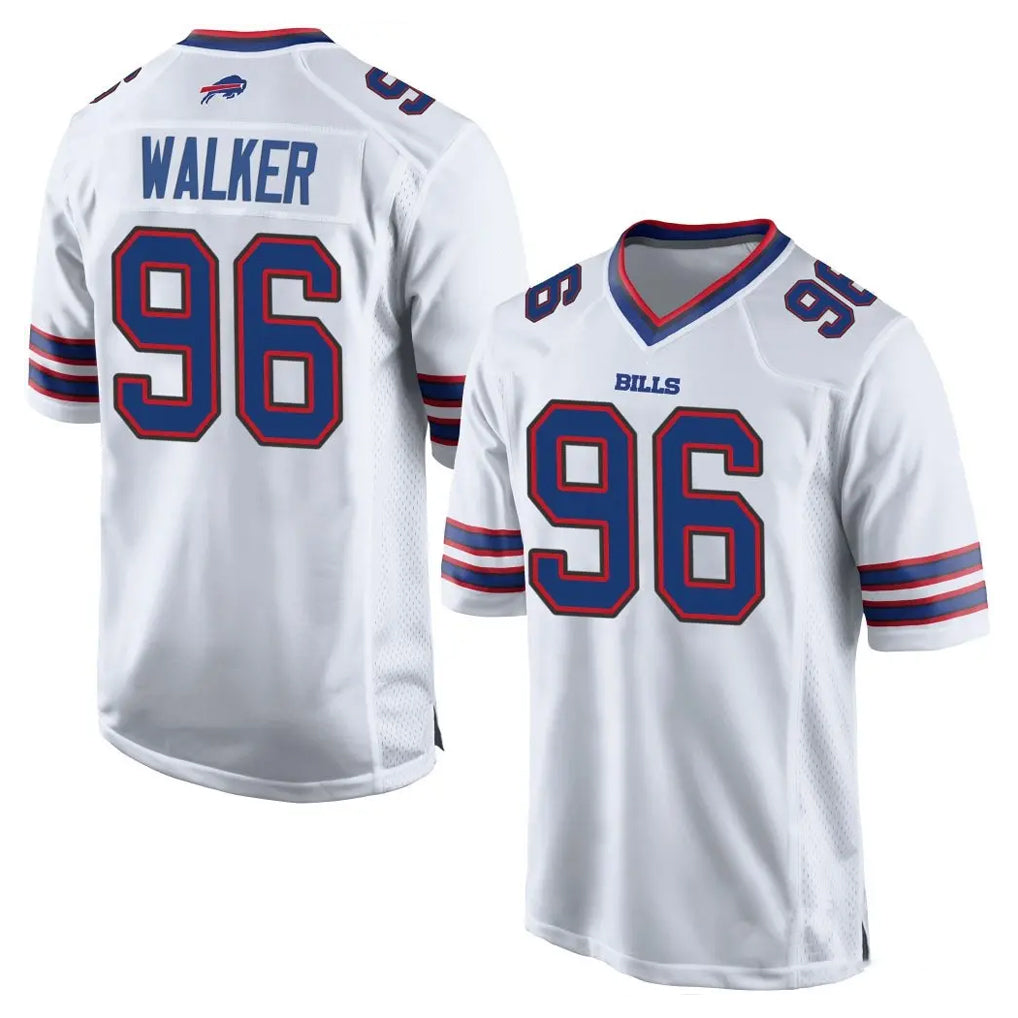 B.Bills #96 Deone Walker Player White Home Game Edoa Stitched Jerseys