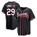 A.Braves #29 John Smoltz Player Black Fashion Out Game Edoa Stitched Jerseys