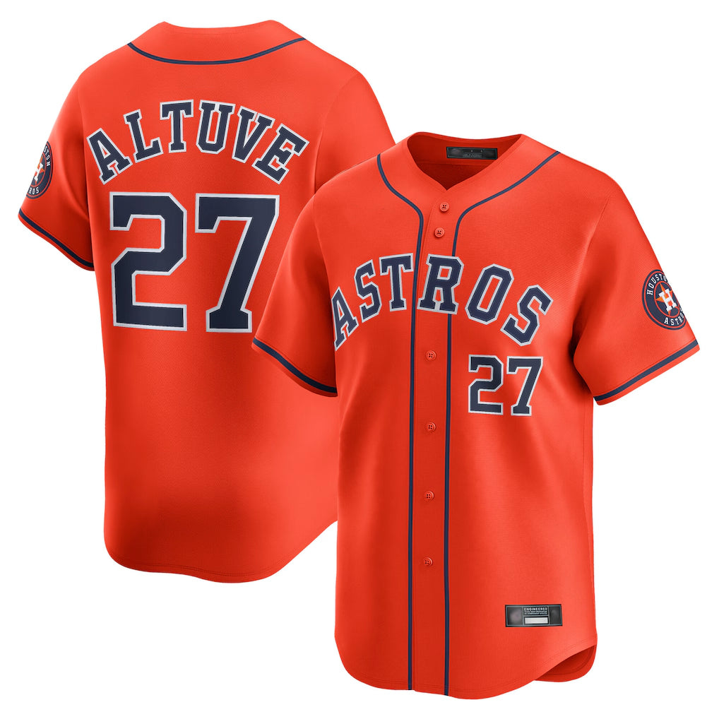 H.Astros #27 Jose Altuve Player Orange Home Limited Edoa Stitched Jerseys