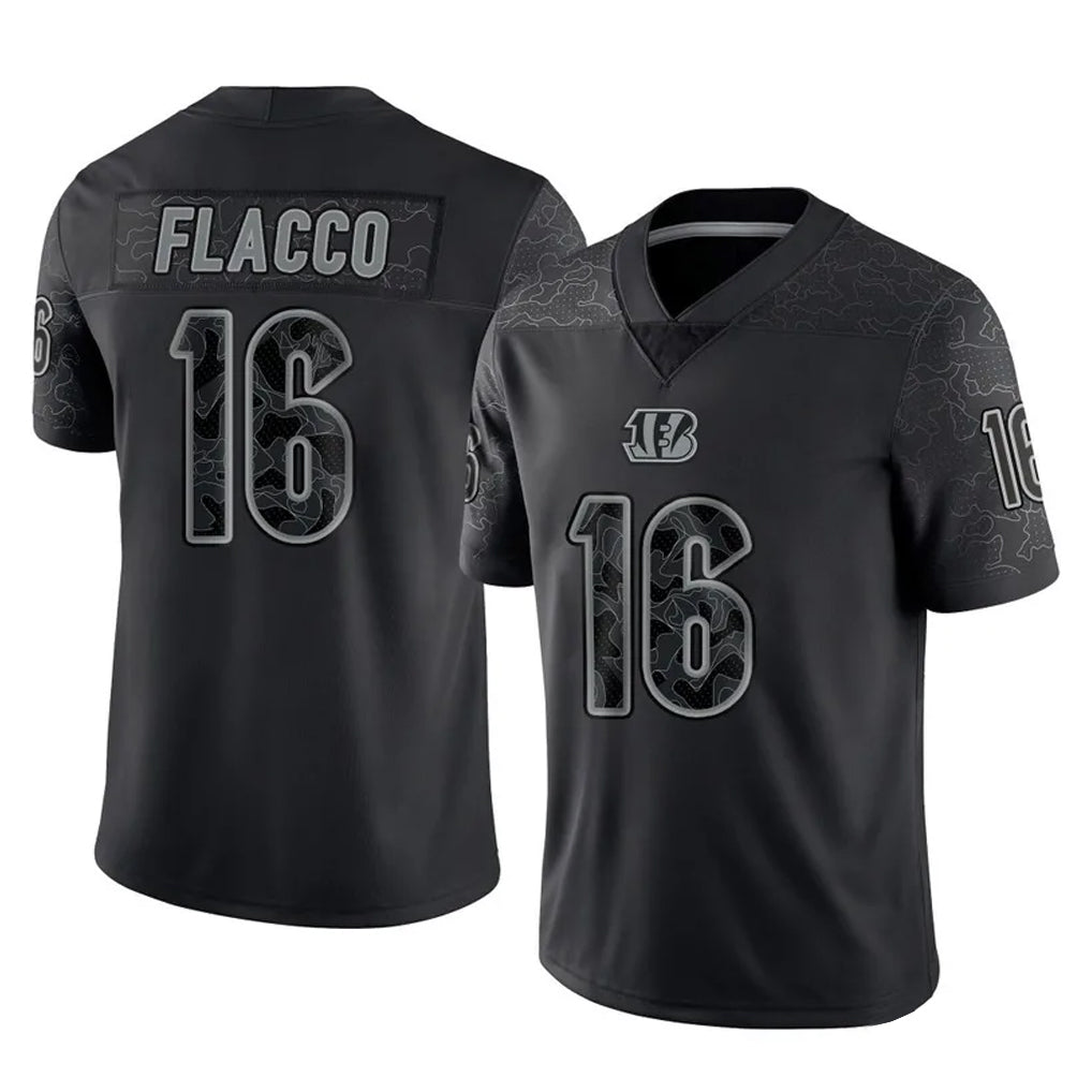 C.Bengals #16 Joe Flacco Player Black Reflective Limited Game Edoa Stitched Jerseys