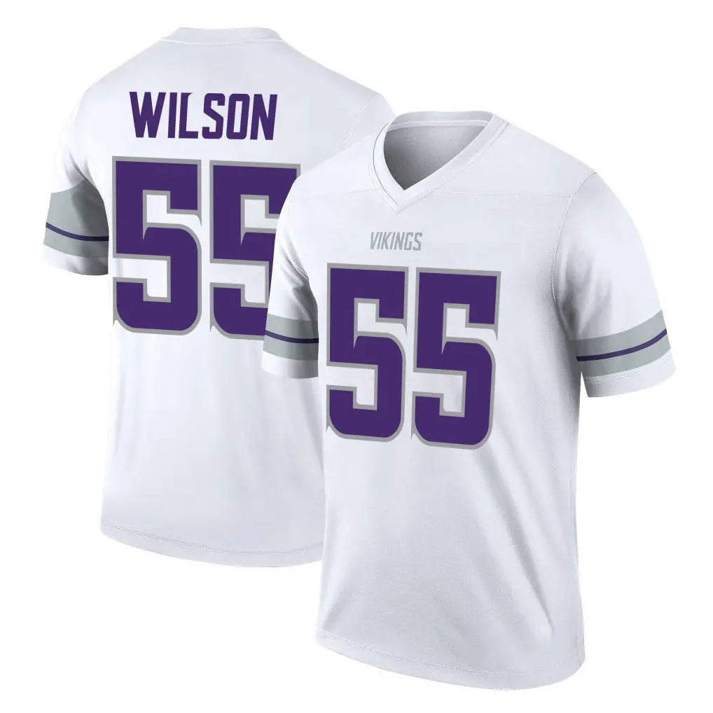 M.Vikings #55 Eric Wilson Player White Alternate Legend Home Game Edoa Stitched Jerseys