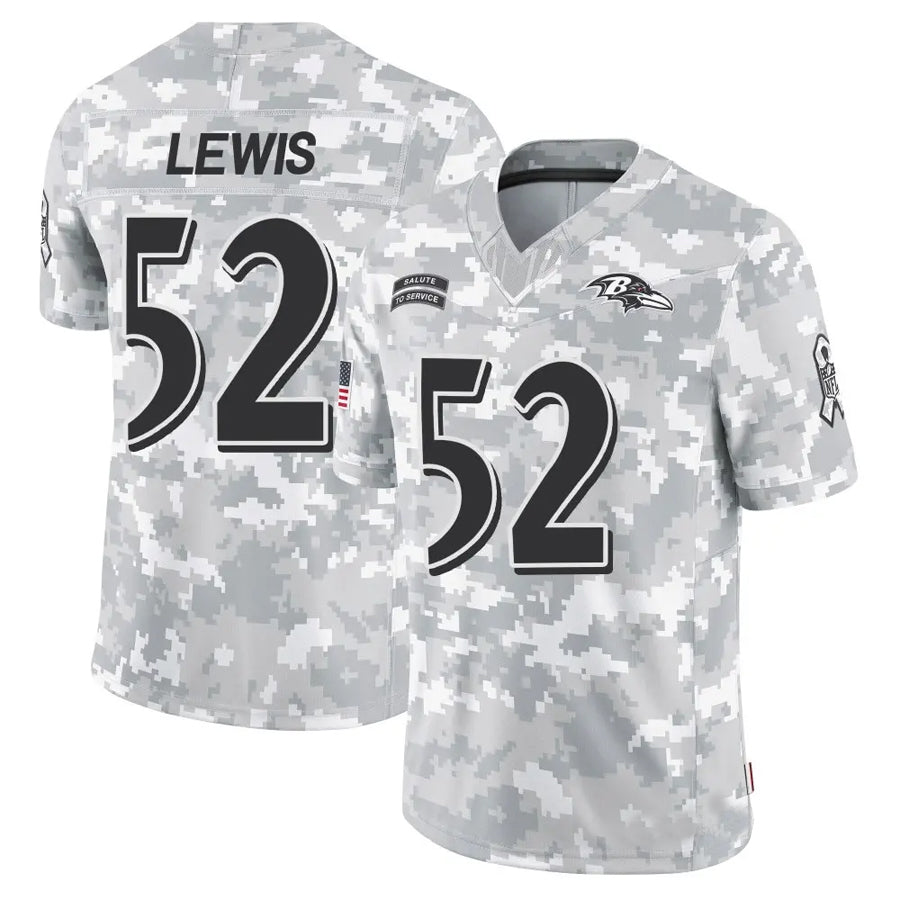 B.Ravens #52 Ray Lewis Player Arctic Camo Salute to Service Limited Edoa Stitched Jerseys