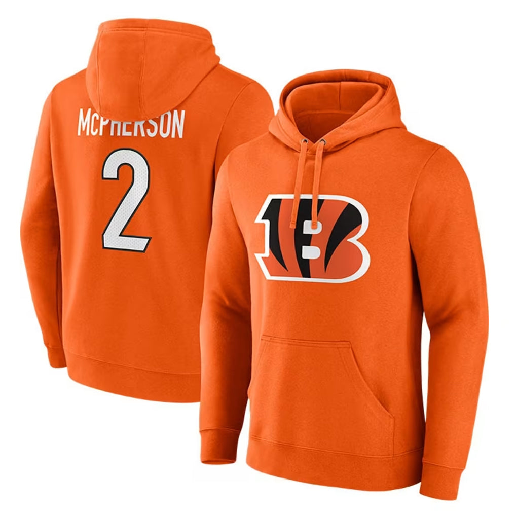 C.Bengals #2 Evan McPherson Player Orange Salute to Service Pullover Hoodie Limited Edoa Stitched Jerseys