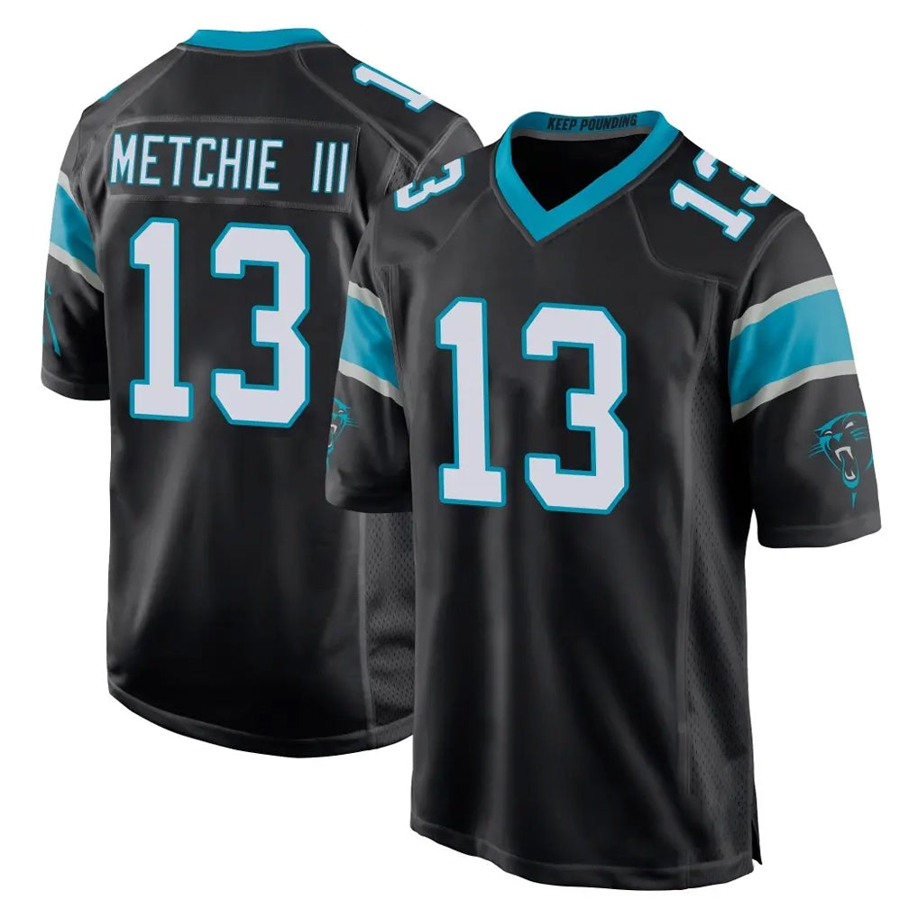 C.Panthers #13 John Metchie III Player Black Home Game Edoa Stitched Jerseys