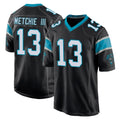 C.Panthers #13 John Metchie III Player Black Home Game Edoa Stitched Jerseys