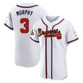 A.Braves #3 Dale Murphy Player White Gold Limited Elite Home Game Edoa Stitched Jerseys