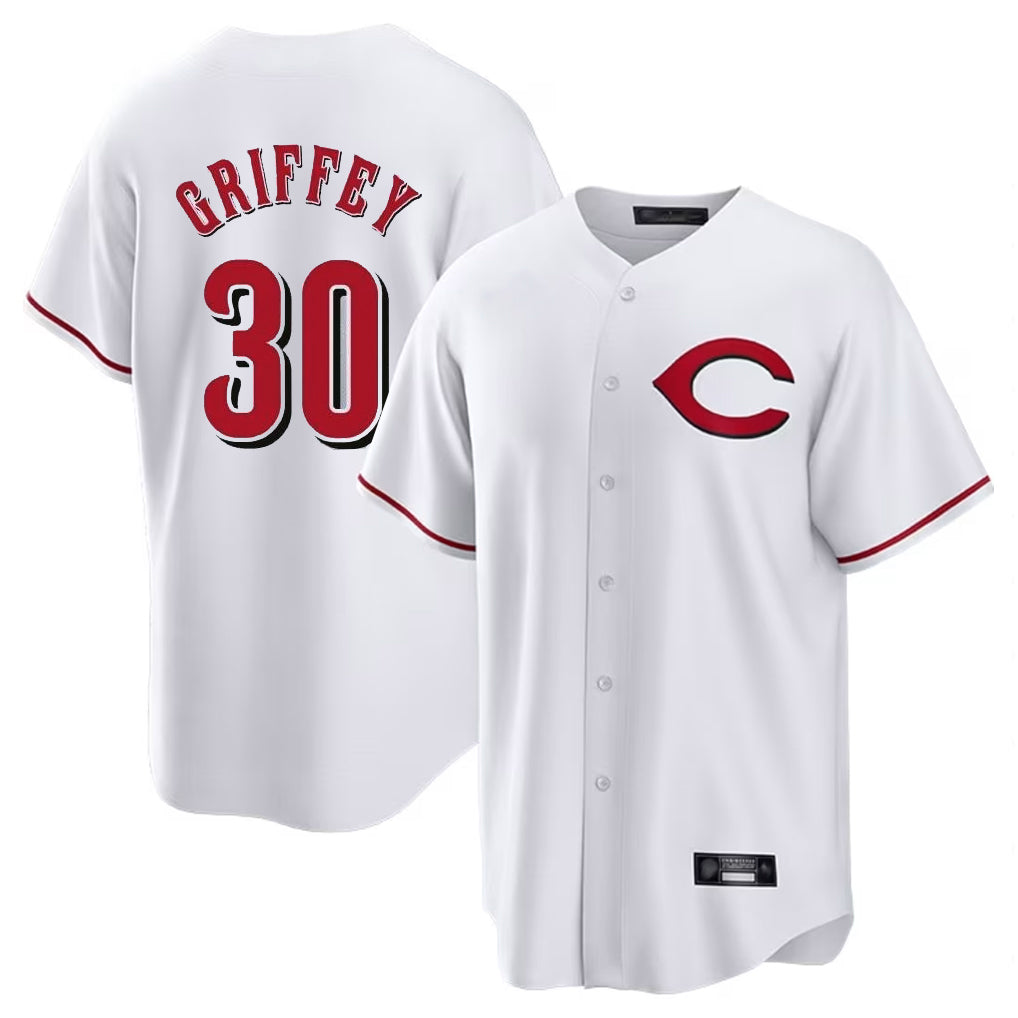 C.Reds #30 Ken Griffey Player White Home Game Edoa Stitched Jerseys