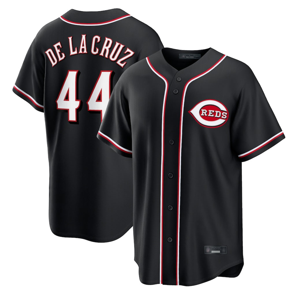 C.Reds #44 Elly De La Cruz Player Black Fashion Out Home Game Edoa Stitched Jerseys