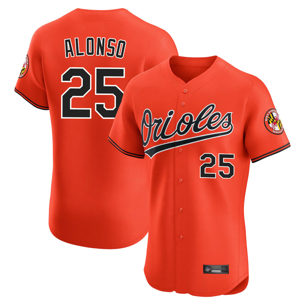 B.Orioles #25 Pete Alonso Player Orange Limited Elite Home Game Edoa Stitched Jerseys