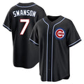 C.Cubs #7 Dansby Swanson Player Black Fashion Out Game Edoa Stitched Jerseys