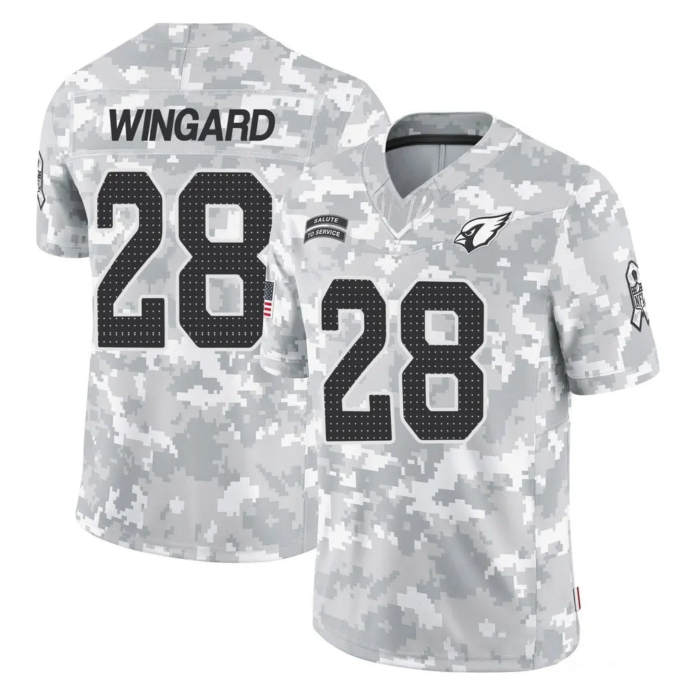 A.Cardinals #28 Andrew Wingard Player Arctic Camo Limited Salute To Service Home Game Edoa Stitched Jerseys