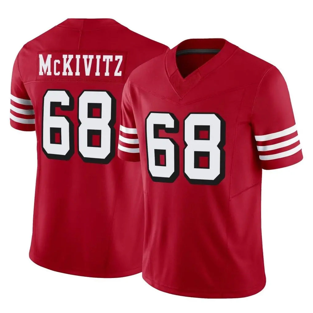 SF.49ers #68 Colton McKivitz Player Red Limited Alternate Vapor F.U.S.E. Home Game Edoa Stitched Jerseys