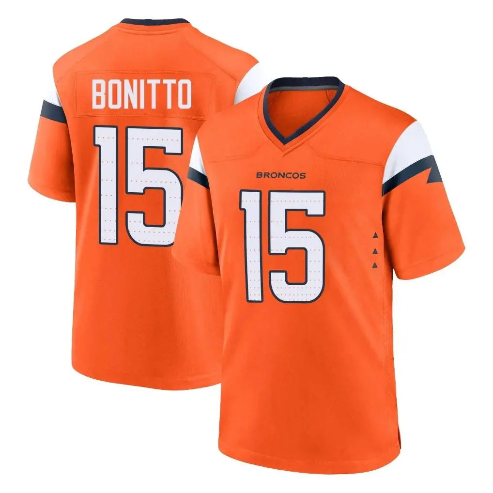 D.Broncos #15 Nik Bonitto Player Orange Home Game Edoa Stitched Jerseys