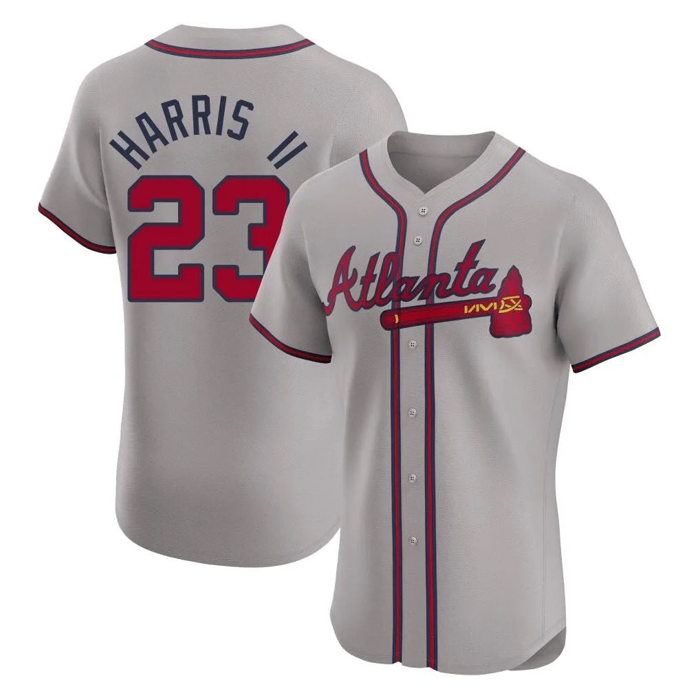 A.Braves #23 Michael Harris II Player Gray Limited Elite Home Game Edoa Stitched Jerseys