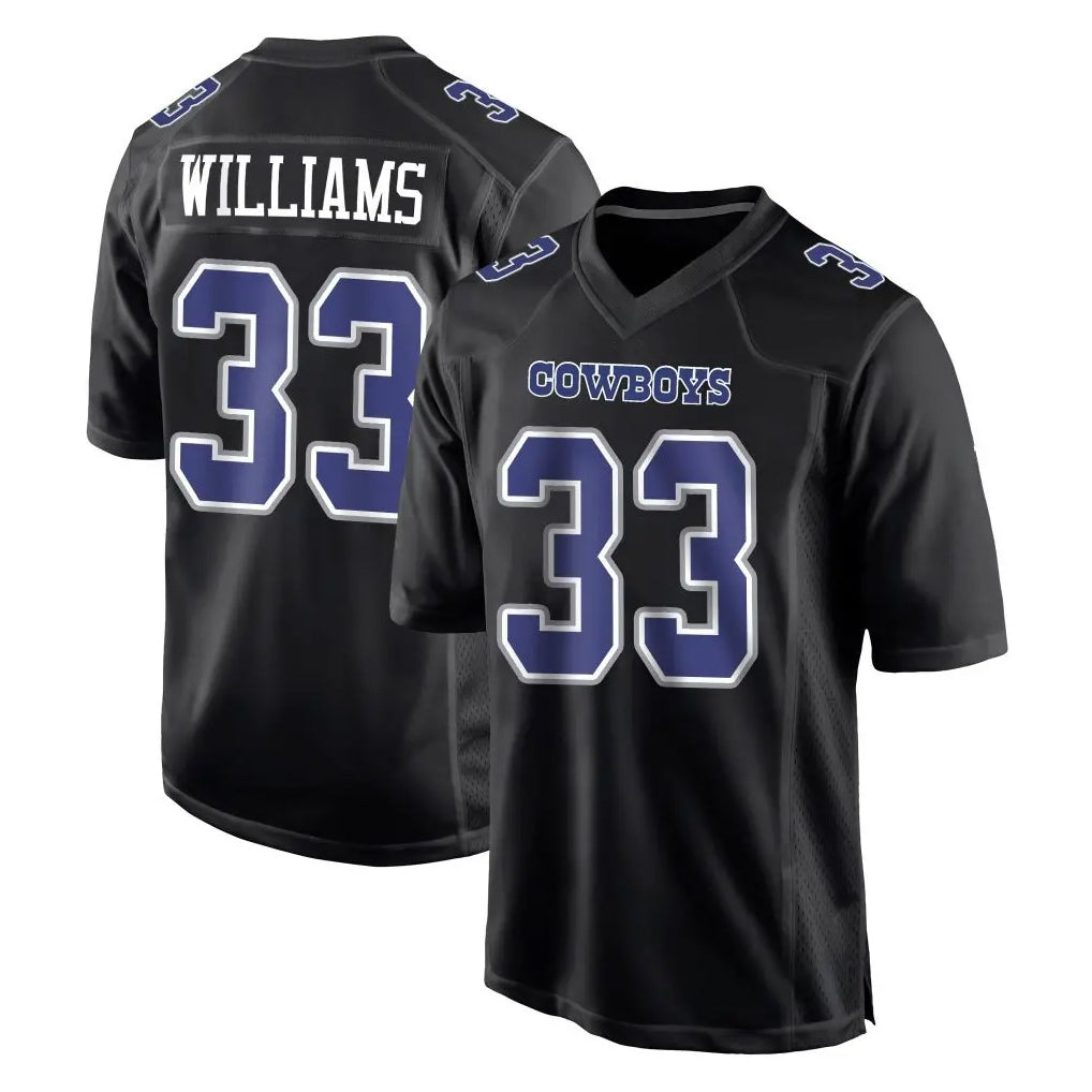 D.Cowboys #33 Javonte Williams Player Carbon Black Fashion Home Game Edoa Stitched Jerseys