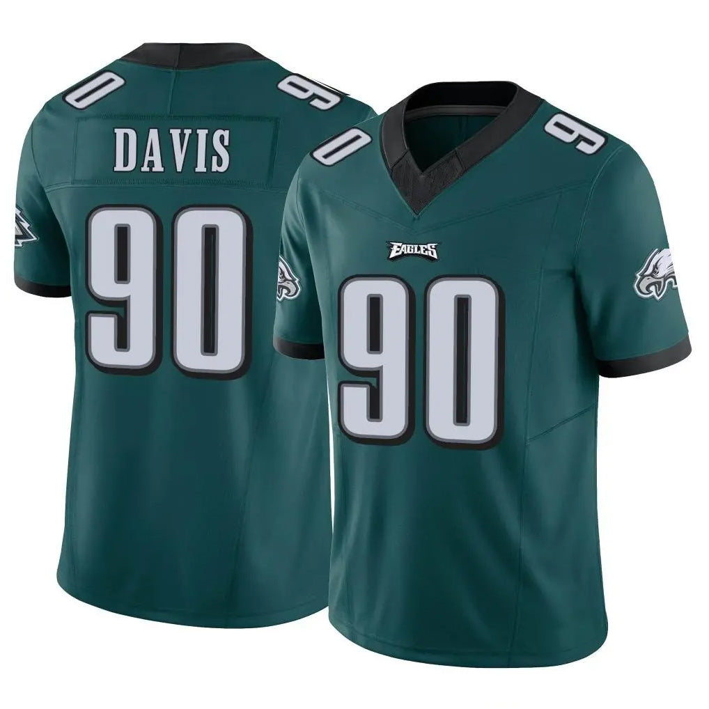P.Eagles #90 Jordan Davis Player Team Color Green Limited Vapor F.U.S.E. Home Game Edoa Stitched Jerseys