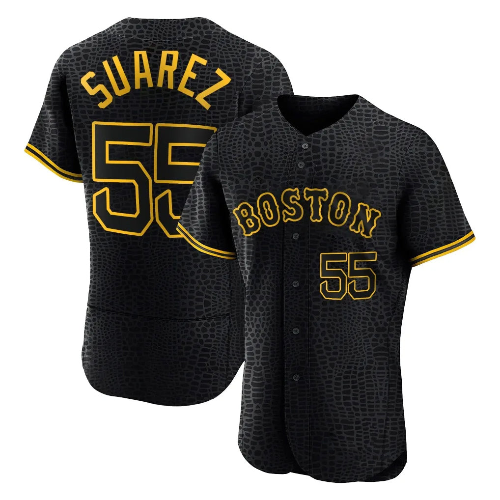 B.Red Sox #55 Ranger Su¨¢rez Player Black Snake Skin City Limited Elite Home Edoa Stitched Jerseys